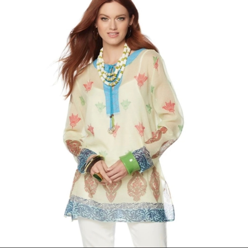 Rara Avis by Iris Apfel printed kurta tunic NWOT size 14